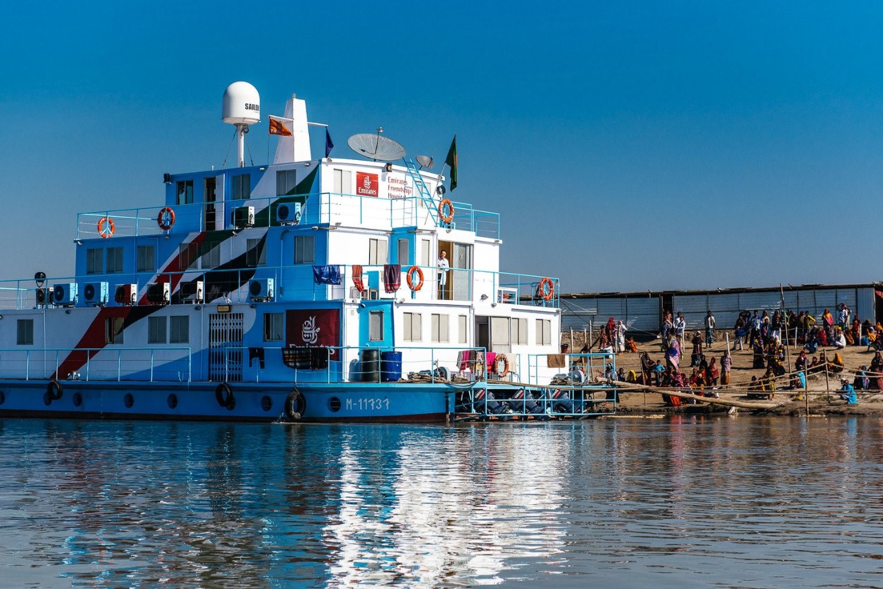 The Friendship Hospital Ship equipped with a SATMED antenna